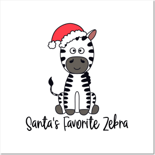 Santa's Favorite Zebra Wearing A Santa Hat Posters and Art